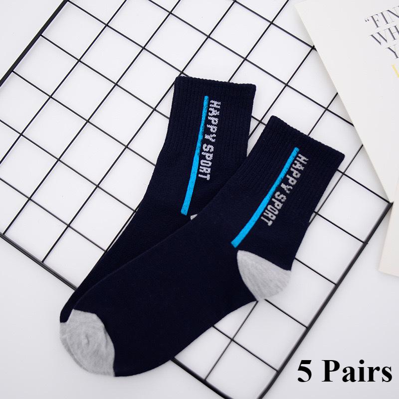 5 Paar Herrensocken Herren Mittelrohrsocken Trendig und vielseitig Basketball Sport Deodorierende Socken 5 pairs blau von Joom DACH