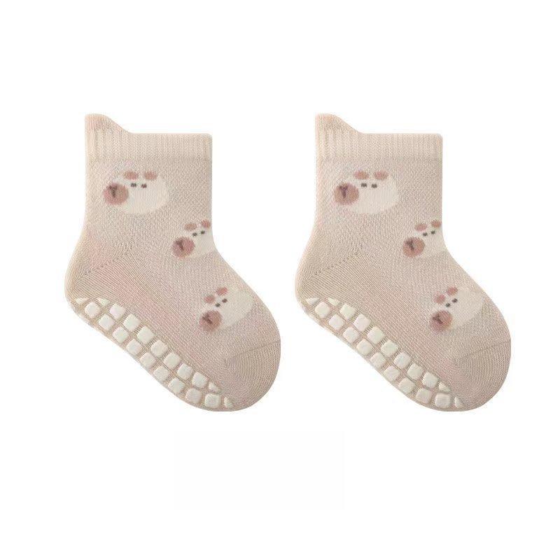 5 Paar Kinder Anti-Rutsch Socken Niedliches Cartoon-Muster Kinder Jungen Mädchen Bodensocken Bequem Atmungsaktiv für Kleinkind L 3-5Y 14-15cm 5PCS khaki von Joom DACH