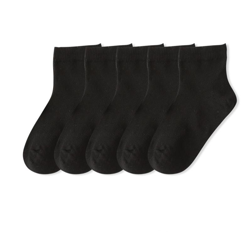 5 Paar Kinder-Socken aus reiner Baumwolle, weiß und schwarz, für Mädchen, Kinder, Schulsocken, weiche, atmungsaktive Baumwollsocken L 5 to 7years schwarz von Joom DACH