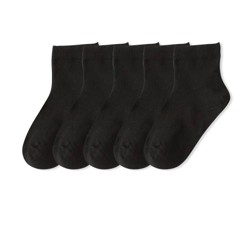 5 Paar Kinder-Socken aus reiner Baumwolle, weiß und schwarz, für Mädchen, Kinder, Schulsocken, weiche, atmungsaktive Baumwollsocken L 5 to 7years schwarz von Joom DACH