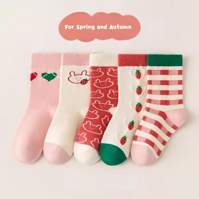 5 Paar Mädchen Wadenlange Socken 1-14 Jahre Schnelltrocknend Polyester Hohe Elastizität Knitterarm Sportlich Rutschfest 5-8years(16-18cm) von Joom DACH