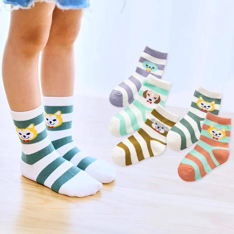 5 Paar Schulsport Tennissocken Kinder Jungen Kleinkinder Mädchen Socken Kniehohe lange weiche Baumwolle Babysocken Streifen Kindersocken L von Joom DACH