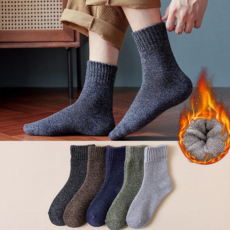5 Paar Wintersocken für Herren, Business-Socken, neue klassische Thermo-Socken, warm, verdickt, Retro-Schnee-Socken, lässig 5 Pairs von Joom DACH