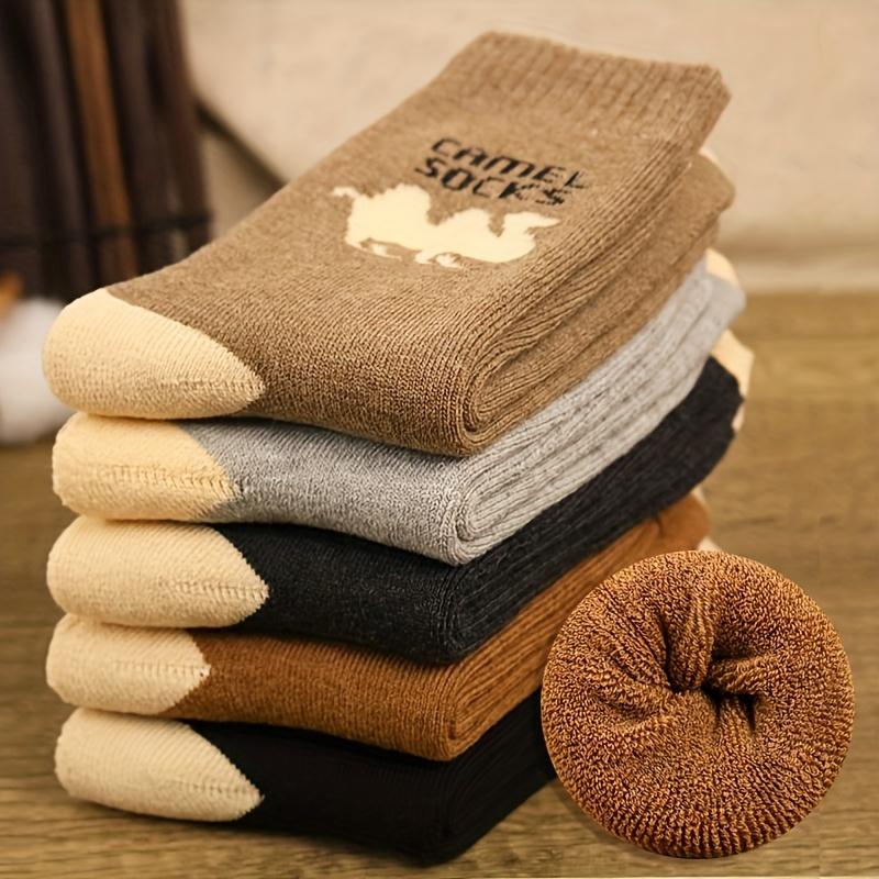 5 Paar dicke Crew-Socken mit Kamelmuster für Herren, warm, bequem, ideal für Outdoor-Aktivitäten im Herbst und Winter, Wandern, Trekking, Camping und Angeln 5pairs von Joom DACH