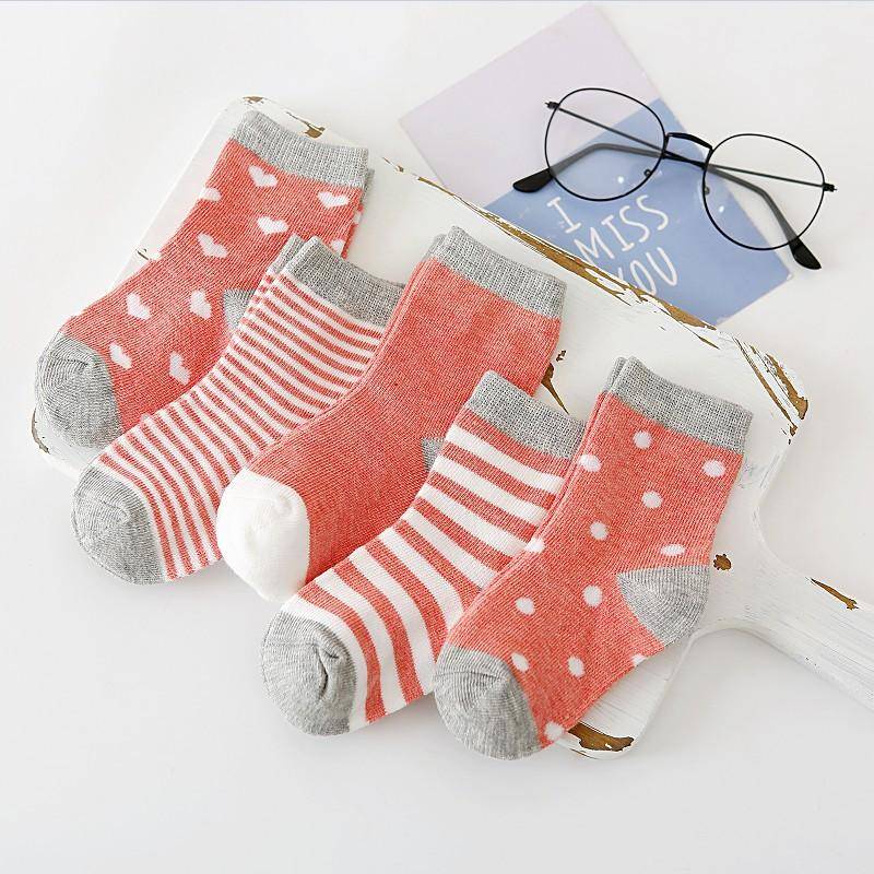 5 Paare/los Kinder Weiche Baumwolle Socken Junge Mädchen Baby Niedlichen Cartoon Atmungsaktive Streifen Punkte Mode Socken Herbst Frühling M wassermelone roten von Joom DACH