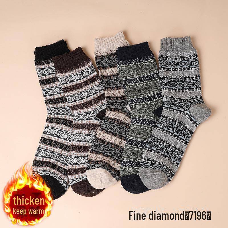 5 Paar Herren Retro Gestrickte Dicke Mittelhohe Socken - Warme Herbst- & Winter Japanischer Stil für Mittelalte & Ältere EUR38-43 von Joom DACH