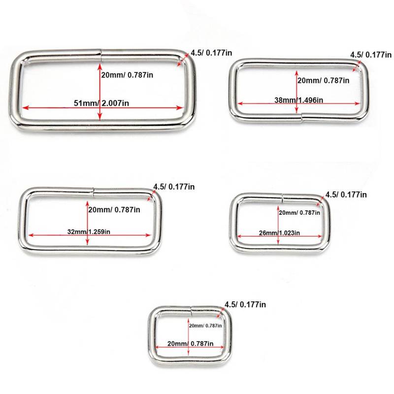 5 STÜCKE Metall Einstellbare Rechteck Ringe Schnallen Kleidungsstück Gürtel DIY Handarbeiten Gepäck Nähen Handgemachte Tasche Geldbörse Knöpfe Silver 26mm von Joom DACH