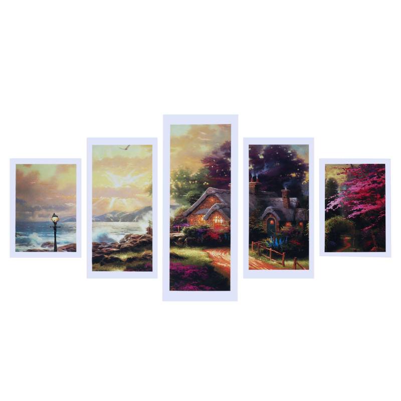 5 STÜCKE Rahmenlose Leinwand Malerei Landhausmuster Wandkunst Bild für Wohnzimmer Zuhause von Joom DACH