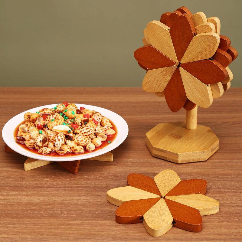 5 STÜCKE windmühle Design Ständer Aus Holz Dekorative Verbrühungsschutz Hitzebeständige Tischset Untersetzer Holz Tischsets Topf One size von Joom DACH
