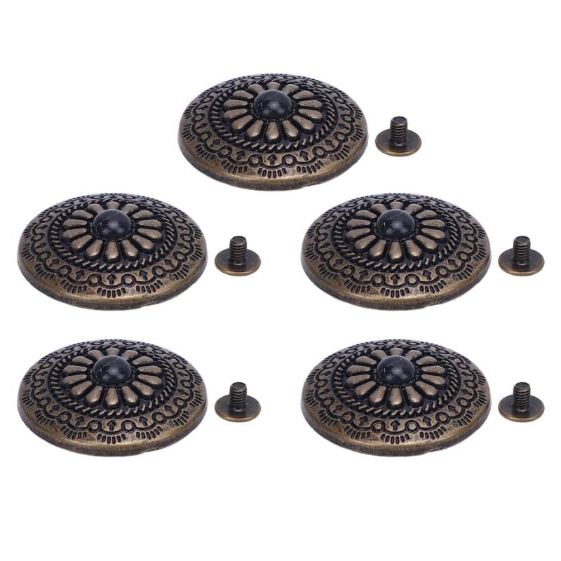 5 Sets Schraubverschluss-Knopf 30mm Runde Form Antikbronze Schwarz Türkis Conchos mit 4,5mm Schrauben von Joom DACH