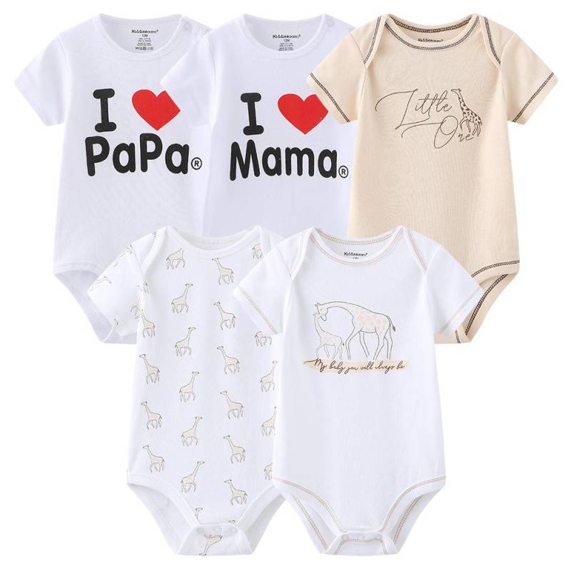 5 Stück Baby-Kleidung für Neugeborene, Mädchen, Strampler, Kurzarm-Kleidung 3M von Joom DACH