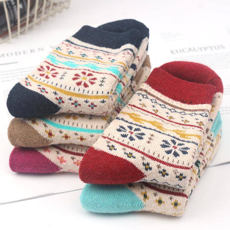 5 Stück Damen Wolle Kaschmir Dame dicke Wintersocken warme weiche feste Freizeitsocken Size 35-40 von Joom DACH