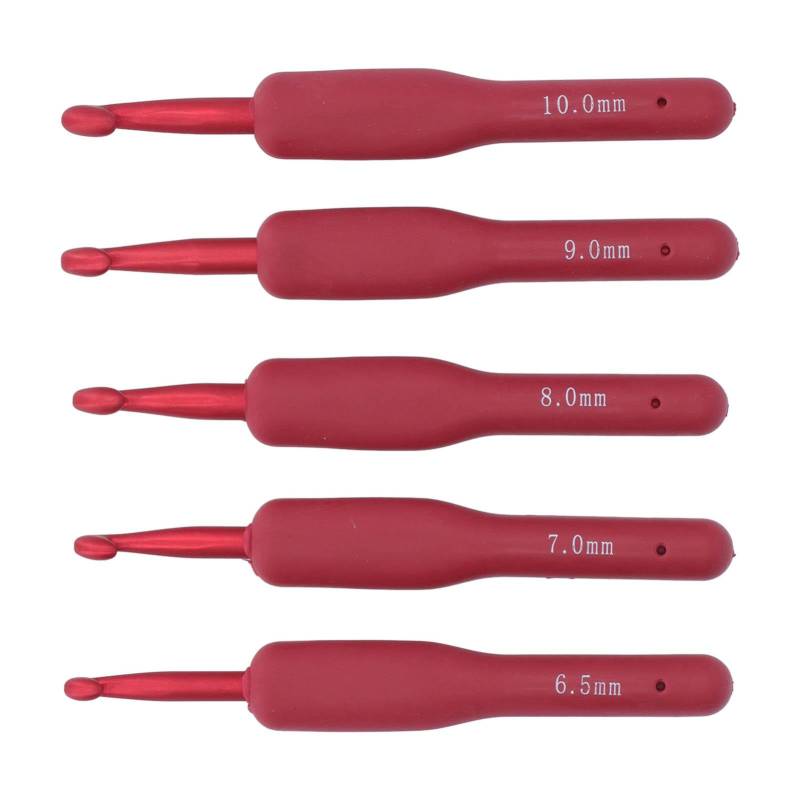 5 Stück Häkelnadel Rot Ergonomischer Griff Aluminium Häkelnadeln Set für Anfänger Profis von Joom DACH