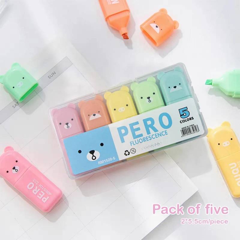 5 Stück Macaron Farbe Mini Textmarker Stifte mit weicher Spitze Farbmarker Stift Leuchtstift Schulbürobedarf Schüler Schreibwaren von Joom DACH