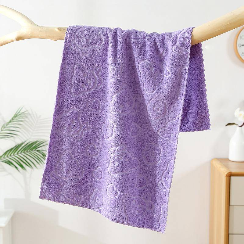 5 Stück Niedliche Cartoon Bär Blume Geprägte Handtücher, Weiche Saugfähige Schnelltrocknende Gesichtstücher, Hochwertige Geschenkhandtücher für Männer und Frauen 5PCS violett von Joom DACH