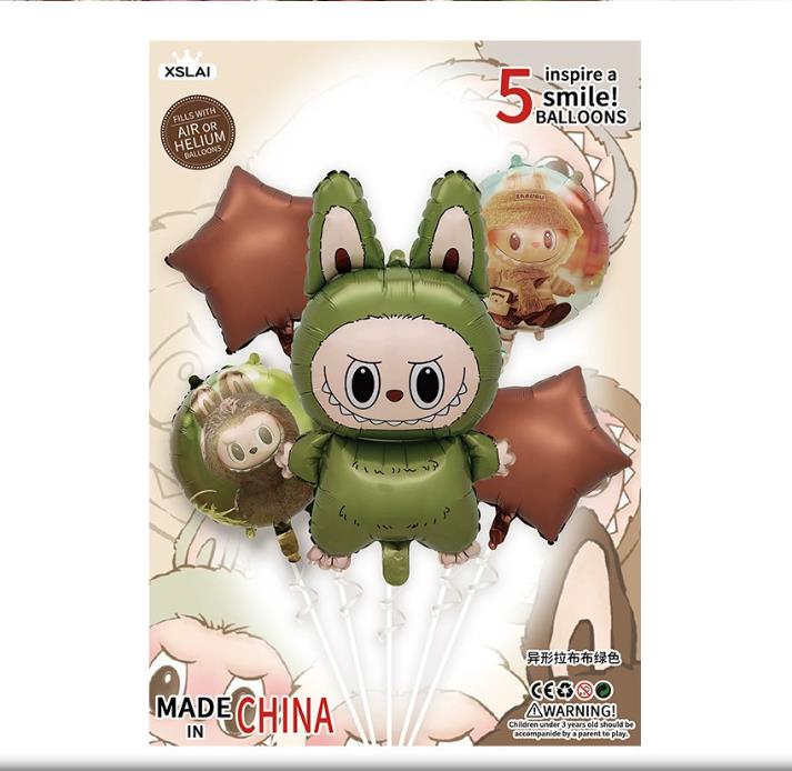 5 Stück Niedlicher Cartoon Labubu Aluminiumfolienballon Kinder Geburtstagsfeier Dekoration Babyparty Aufblasbares Spielzeug von Joom DACH