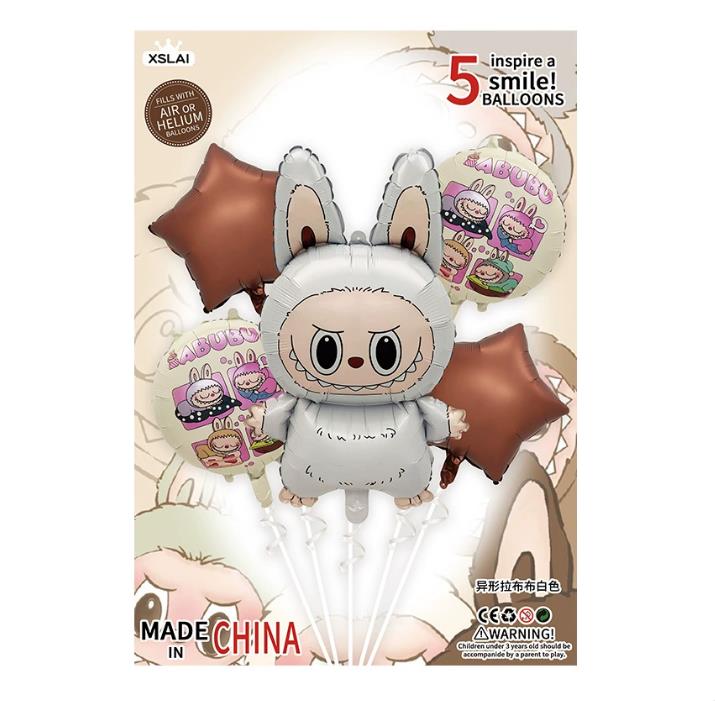 5 Stück Niedlicher Cartoon Labubu Aluminiumfolienballon Kinder Geburtstagsfeier Dekoration Babyparty Aufblasbares Spielzeug weiß von Joom DACH