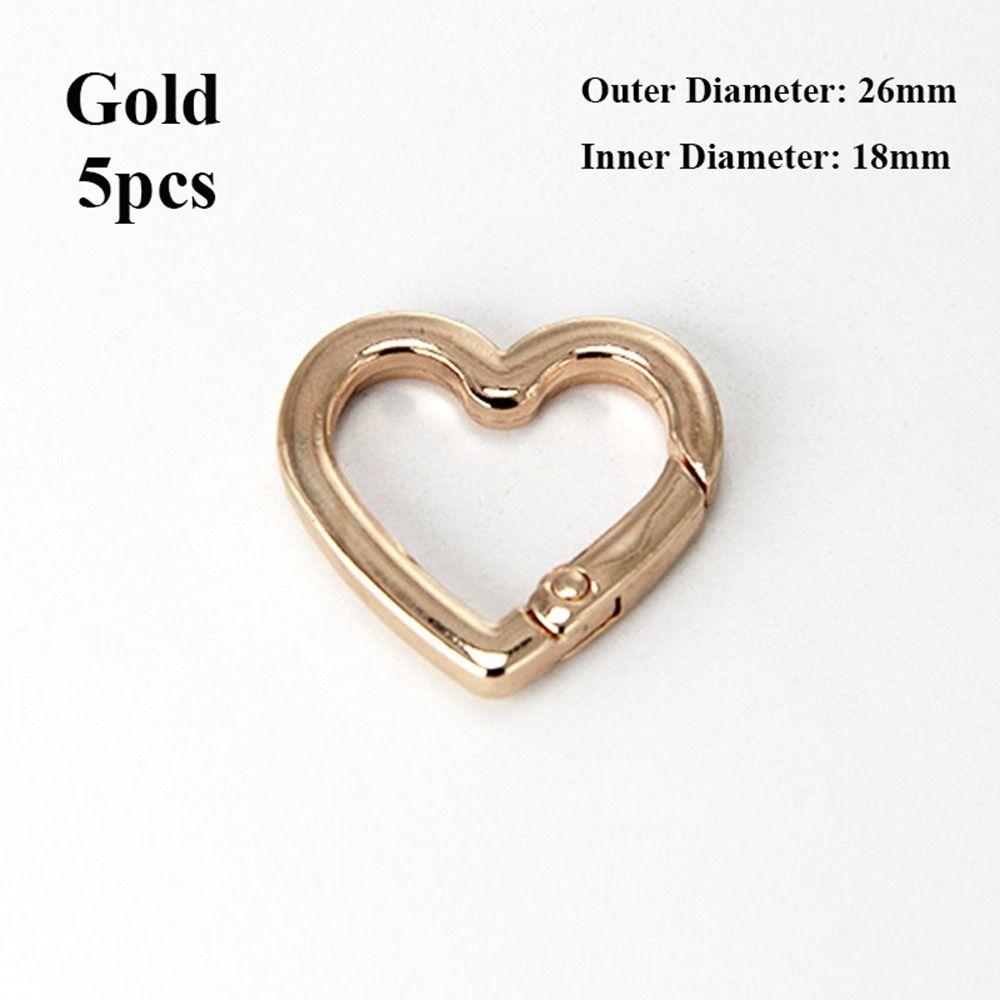 5 Stück Schwarz Gold Silber Karabiner Herz Tasche Gürtelschnalle Zinklegierung Haken Geldbörsen Handtaschen Schnallen 26x18mm gold von Joom DACH