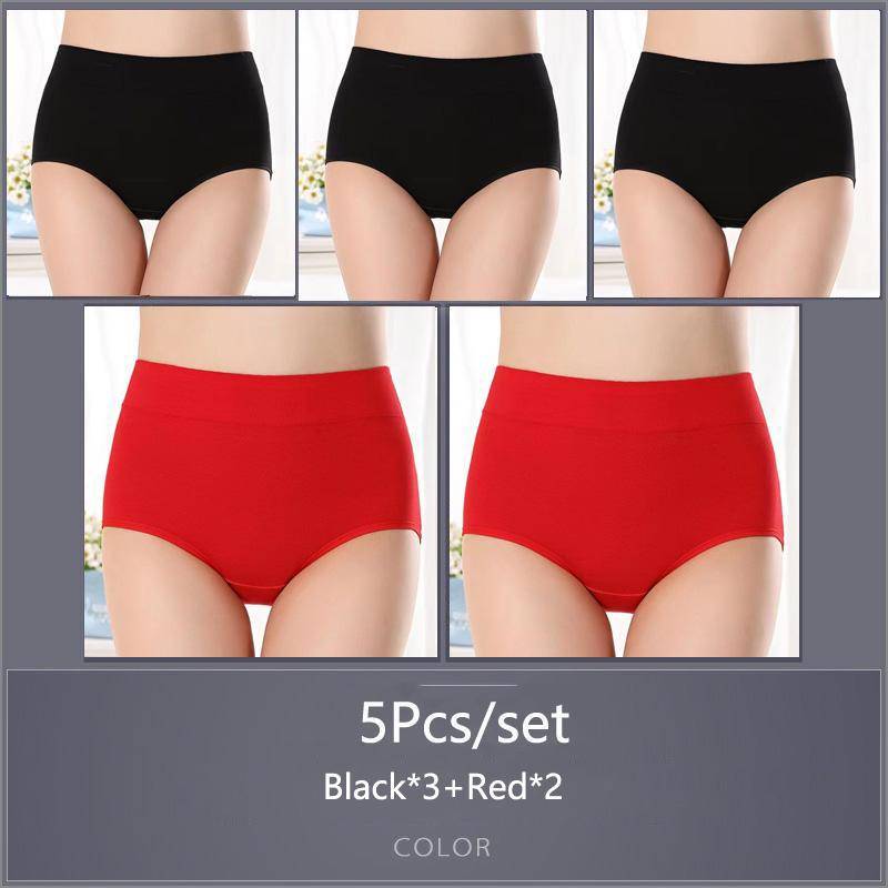 5 Teile/satz Damen Hohe Taille Baumwolle Höschen Slips Weiche Atmungsaktive Bequeme Unterwäsche Plus Größe M-XXXXL 5XL&5pcs von Joom DACH