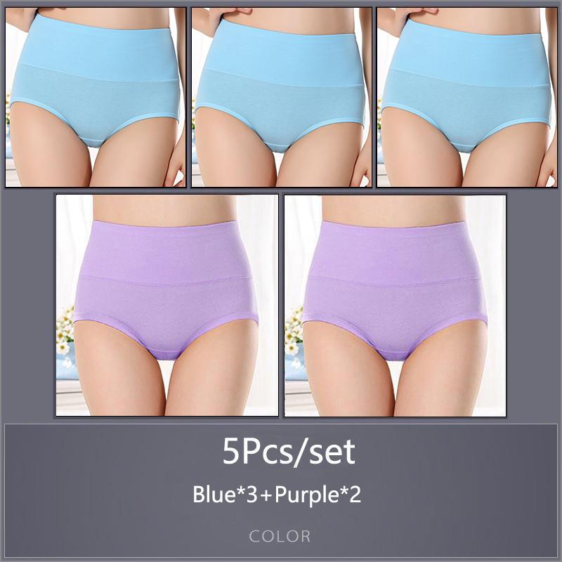 5 Teile/satz Damen Hohe Taille Baumwolle Höschen Slips Weiche Atmungsaktive Bequeme Unterwäsche Plus Größe M-XXXXL 5XL&5pcs von Joom DACH