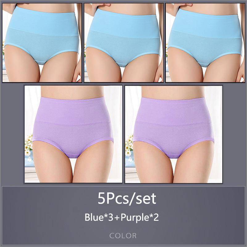 5 Teile/satz Damen Hohe Taille Baumwolle Höschen Slips Weiche Atmungsaktive Bequeme Unterwäsche Plus Größe M-XXXXL 5XL&5pcs von Joom DACH