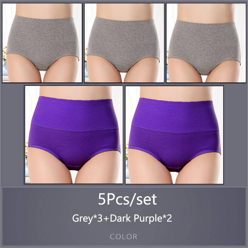 5 Teile/satz Damen Hohe Taille Baumwolle Höschen Slips Weiche Atmungsaktive Bequeme Unterwäsche Plus Größe M-XXXXL 5XL&5pcs von Joom DACH