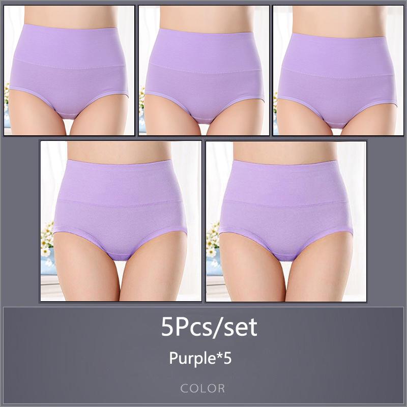 5 Teile/satz Damen Hohe Taille Baumwolle Höschen Slips Weiche Atmungsaktive Bequeme Unterwäsche Plus Größe M-XXXXL 5XL&5pcs von Joom DACH
