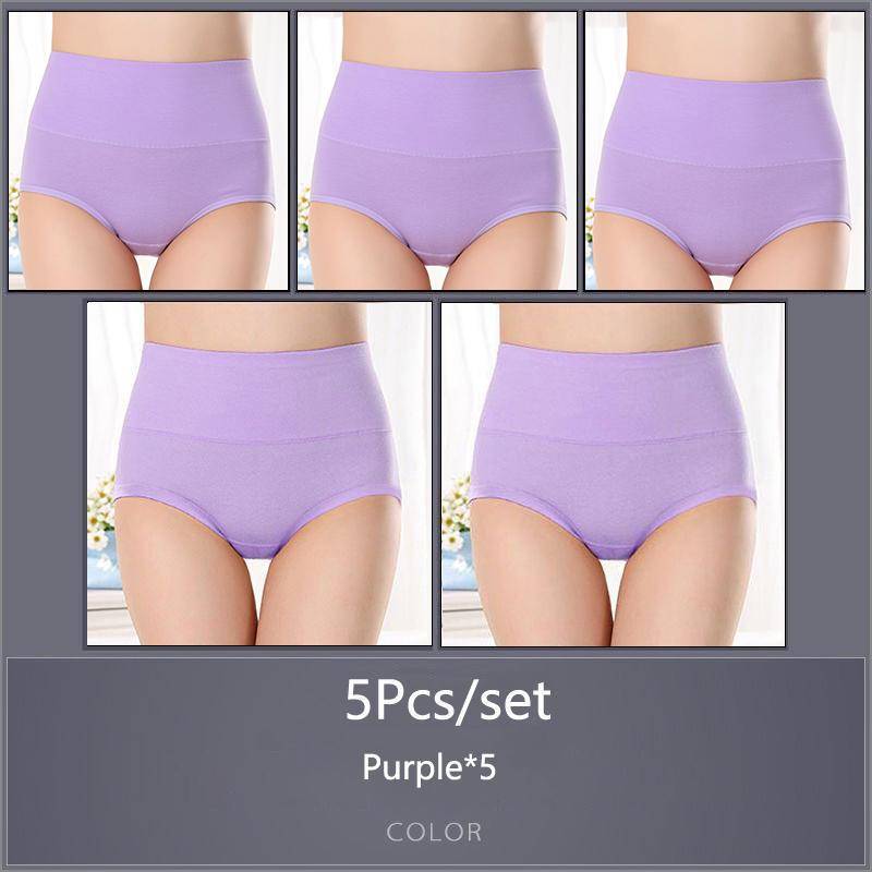 5 Teile/satz Damen Hohe Taille Baumwolle Höschen Slips Weiche Atmungsaktive Bequeme Unterwäsche Plus Größe M-XXXXL 5XL&5pcs von Joom DACH