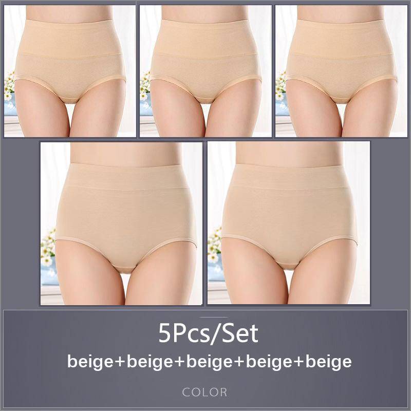 5 Teile/satz Damen Hohe Taille Baumwolle Höschen Slips Weiche Atmungsaktive Bequeme Unterwäsche Plus Größe M-XXXXL 5XL&5pcs von Joom DACH