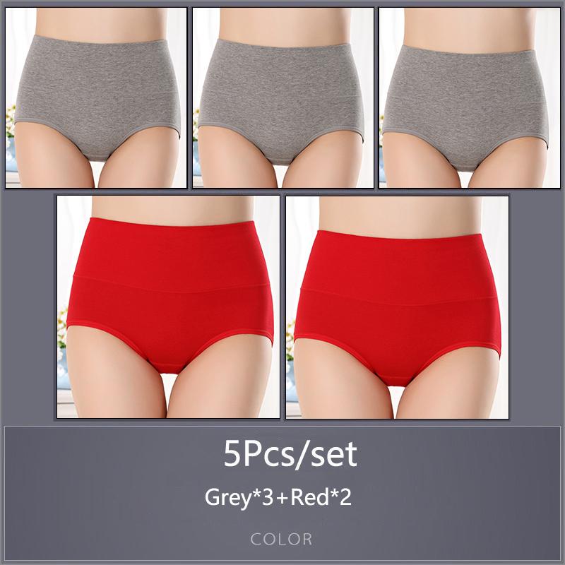 5 Teile/satz Damen Hohe Taille Baumwolle Höschen Slips Weiche Atmungsaktive Bequeme Unterwäsche Plus Größe M-XXXXL XL&5pcs von Joom DACH