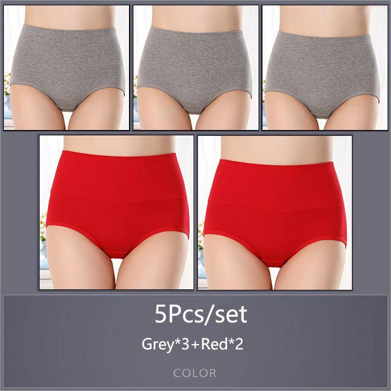 5 Teile/satz Damen Hohe Taille Baumwolle Höschen Slips Weiche Atmungsaktive Bequeme Unterwäsche Plus Größe M-XXXXL XL&5pcs von Joom DACH