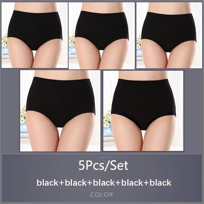 5 Teile/satz Damen Hohe Taille Baumwolle Höschen Slips Weiche Atmungsaktive Bequeme Unterwäsche Plus Größe M-XXXXL XXL&5pcs von Joom DACH