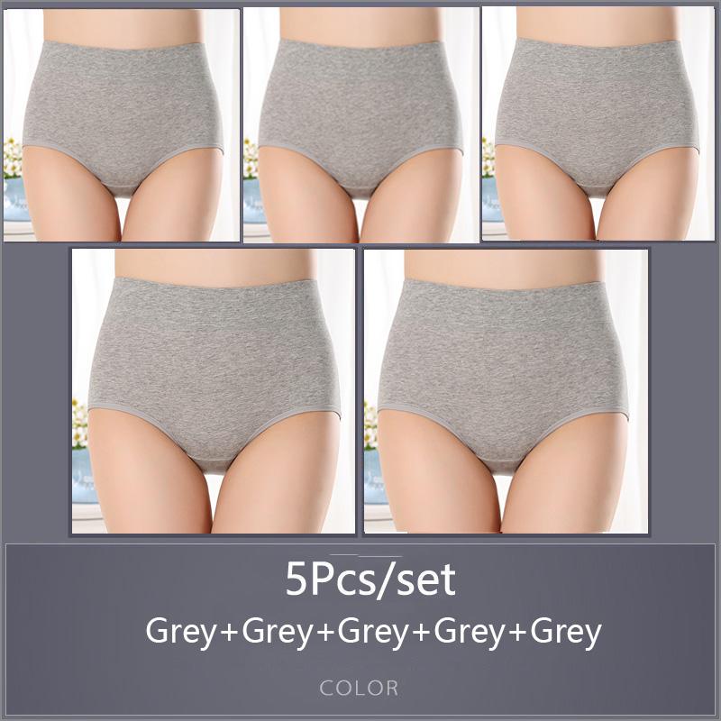 5 Teile/satz Damen Hohe Taille Baumwolle Höschen Slips Weiche Atmungsaktive Bequeme Unterwäsche Plus Größe M-XXXXL XXL&5pcs von Joom DACH