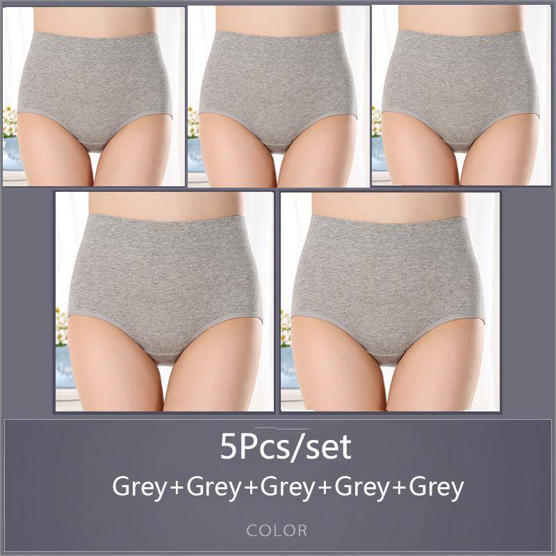 5 Teile/satz Damen Hohe Taille Baumwolle Höschen Slips Weiche Atmungsaktive Bequeme Unterwäsche Plus Größe M-XXXXL XXL&5pcs von Joom DACH