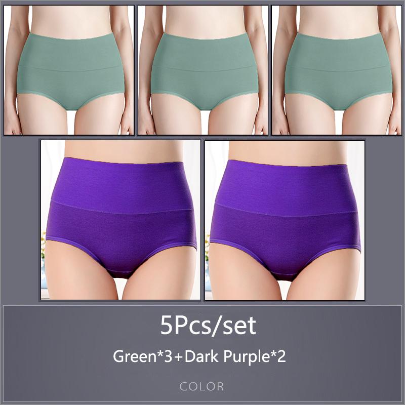 5 Teile/satz Damen Hohe Taille Baumwolle Höschen Slips Weiche Atmungsaktive Bequeme Unterwäsche Plus Größe M-XXXXL XXXL&5pcs von Joom DACH