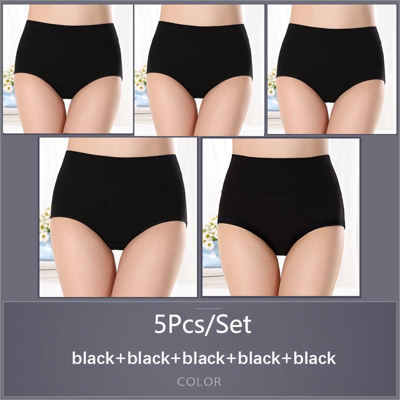 5 Teile/satz Damen Hohe Taille Baumwolle Höschen Slips Weiche Atmungsaktive Bequeme Unterwäsche Plus Größe M-XXXXL XXXL&5pcs von Joom DACH