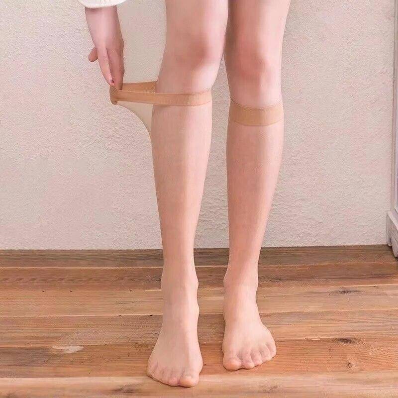 5 paar = 10 stücke Frauen Ultra-dünne Nylon Strümpfe Transparente Elastizität Damen Knie Socken Hohe Qualität Lange Socken für Mädchen Strumpf 5Pairs nude von Joom DACH