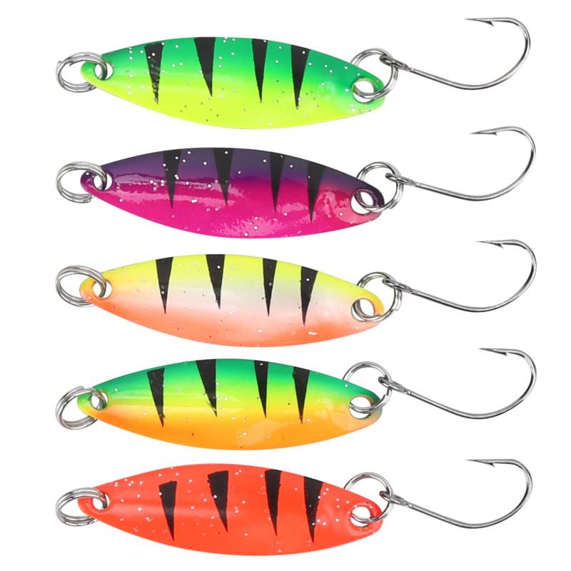 5 stücke Bunte Walleye Forelle Löffel Köder Metall Crankbait Harten Löffel Spinner Köder Einzel Haken von Joom DACH