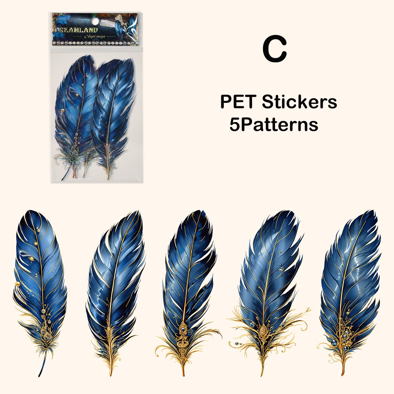 5 teile/paket Federn Aufkleber PET DIY Scrapbooking Kunst Collage Junk Journal Decor Aufkleber Schreibwaren blau von Joom DACH