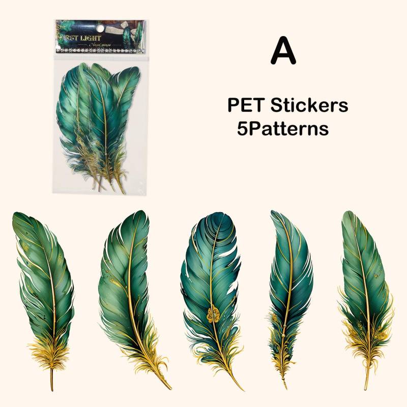 5 teile/paket Große Größe Federn Aufkleber Wasserdicht PET DIY Scrapbooking Kunst Collage Junk Journal Decor Aufkleber Schreibwaren von Joom DACH