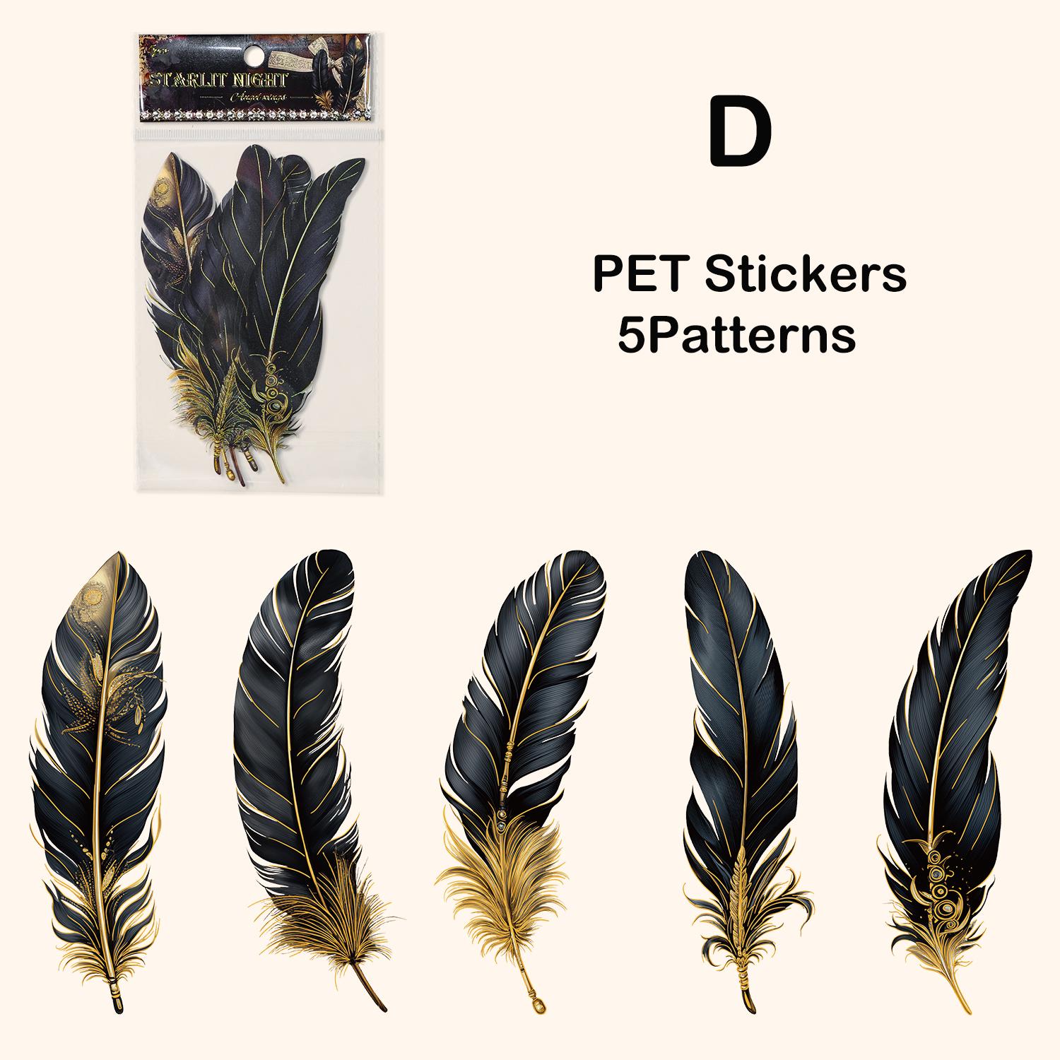 5 teile/paket Große Größe Federn Aufkleber Wasserdicht PET DIY Scrapbooking Kunst Collage Junk Journal Decor Aufkleber Schreibwaren von Joom DACH