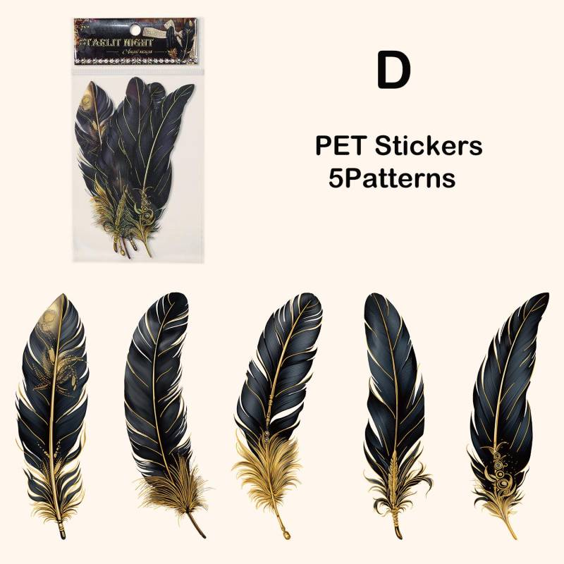 5 teile/paket Große Größe Federn Aufkleber Wasserdicht PET DIY Scrapbooking Kunst Collage Junk Journal Decor Aufkleber Schreibwaren von Joom DACH