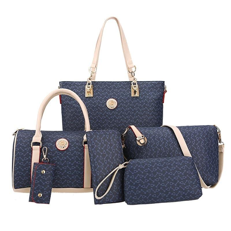 5 teile/satz frauen Schulter Taschen Luxus Totes Handtaschen Leder Design Kupplung Mode navy blau von Joom DACH