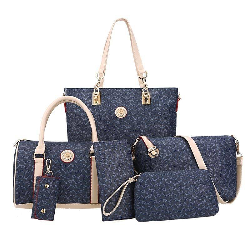 5 teile/satz frauen Schulter Taschen Luxus Totes Handtaschen Leder Design Kupplung Mode navy blau von Joom DACH
