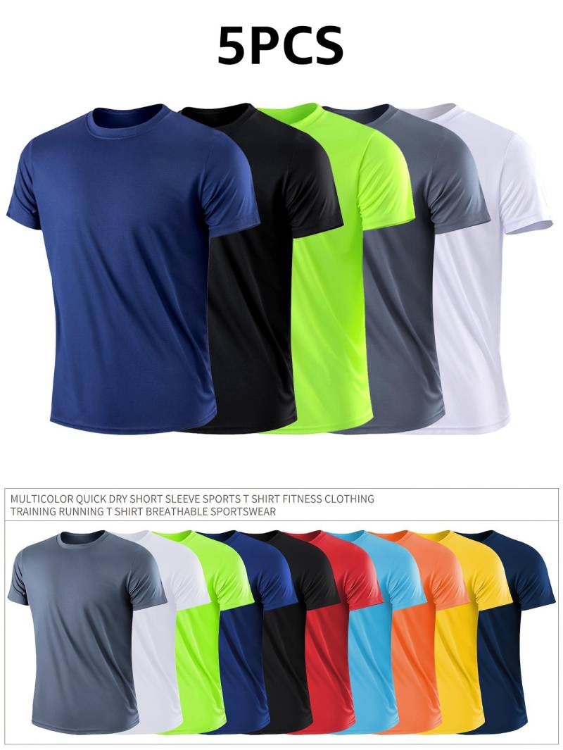 5-teiliges Set Herren-Sport-T-Shirts mit atmungsaktiven, schnelltrocknenden Kurzarm L weiß/schwarz 5-teiliges Set Herren-Sport-T-Shirts mit atmungsaktiven, schnelltrocknenden Kurzarm L weiß/schwarz von Joom DACH