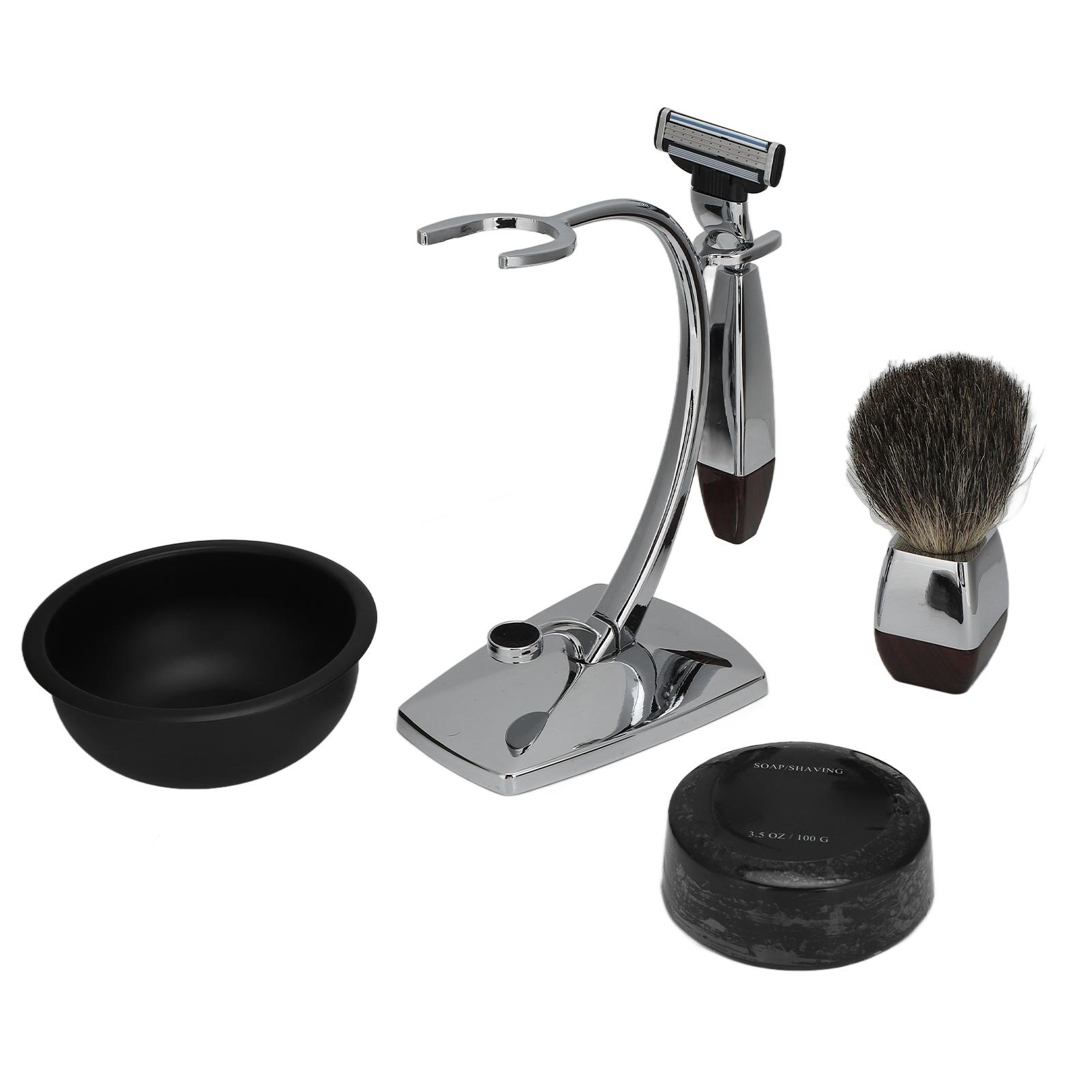 5-teiliges Set Manuelles Herren-Rasurset 100g Seife Rasierer Rasierpinsel Schale Ständerhalter von Joom DACH