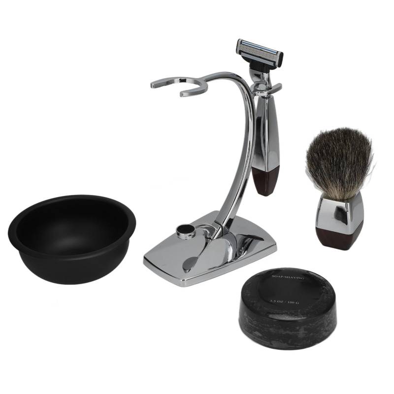 5-teiliges Set Manuelles Herren-Rasurset 100g Seife Rasierer Rasierpinsel Schale Ständerhalter von Joom DACH