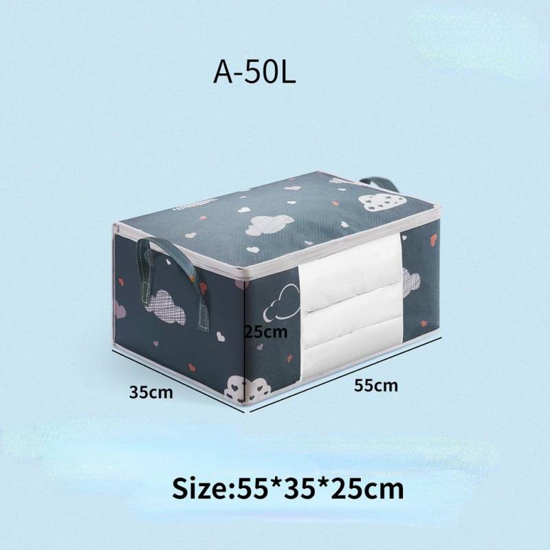 50/75L Visuelle Quilt Bettwäsche Lagerung Closet Organizer Kleiderschrank Quilt Kleidung Lagerung Tasche Organizer Decke Sortierung Taschen Staub-beweis 55*35*25cm navy blau von Joom DACH