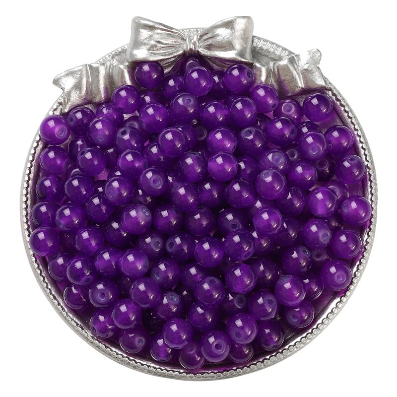 50–135 Stück Kristallglasperlen, Gelee, einfarbig, Jade-Imitation, lose Abstandsperlen zur Schmuckherstellung 8mm 100Pcs violett von Joom DACH