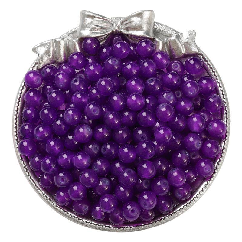 50–135 Stück Kristallglasperlen, Gelee, einfarbig, Jade-Imitation, lose Abstandsperlen zur Schmuckherstellung 8mm 100Pcs violett von Joom DACH